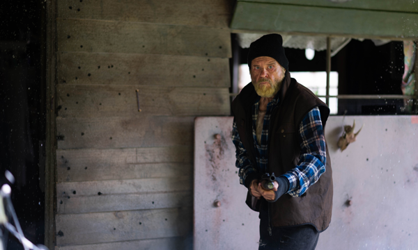 Actor Marshall Napier in action as Summers on the set of Northspur